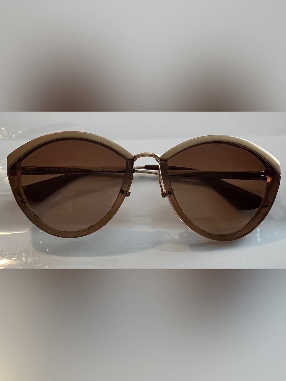 Prada Brown Round Gradient Women's Sunglasses